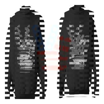 Peace Sign American Flag Vintage Usa Sweatshirt - Monsterry