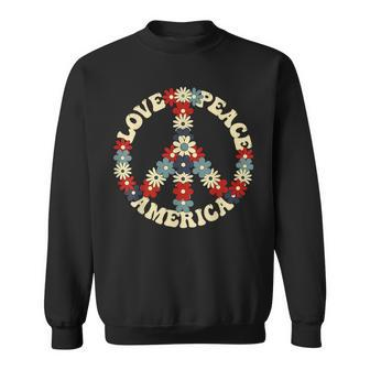 Peace Sign Love Peace America 70S Hippie Patriotic Sweatshirt | Mazezy CA