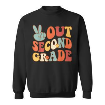 Peace Sign Out Second Grade Groovy 2Nd Last Days School Sweatshirt | Mazezy