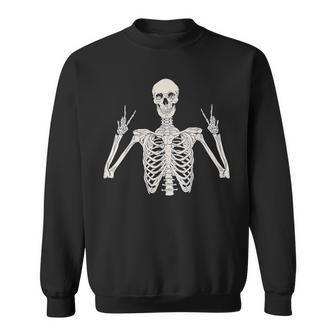 Peace Sign Skeleton Hand On Costume Halloween Sweatshirt - Monsterry CA