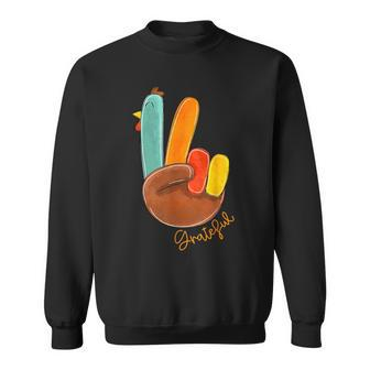 Peace Sign Turkey Hand Cool Thanksgiving Hippie Sweatshirt - Monsterry DE
