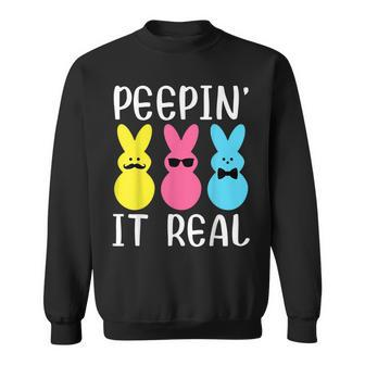 Peepin It Real Bunny Sunglasses Funny Easter Holiday IT Funny Gifts Sweatshirt | Mazezy