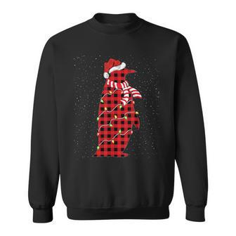 Penguin Xmas Lights Buffalo Plaid Penguin Christmas Pajama Sweatshirt | Mazezy