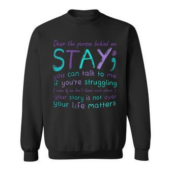 Person Behind Suicide Prevention Depression Awareness Back Sweatshirt - Seseable