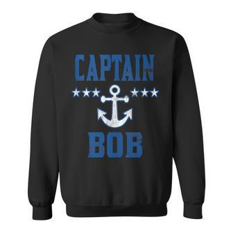 Personalized Boating Vintage Blue Captain Bob Anchor Stars Sweatshirt | Mazezy