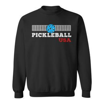 Pickleball Support The Team Pickleball Player Usa Flag Sweatshirt - Monsterry