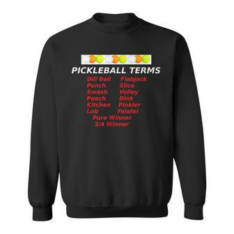 Pickleball Terms Words Expressions Lob Smash Kitchen T Sweatshirt | Mazezy