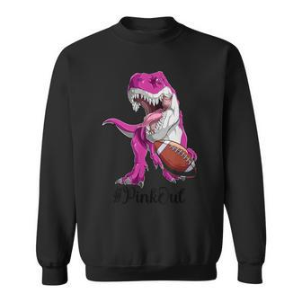 Pink Dinosaur Football Boys Pink Out Breast Cancer Sweatshirt - Seseable