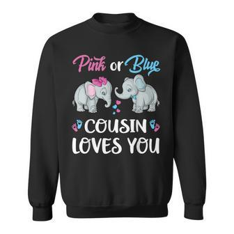 Pink Or Blue Cousin Loves You Elephants Gender Reveal Family Sweatshirt - Thegiftio UK