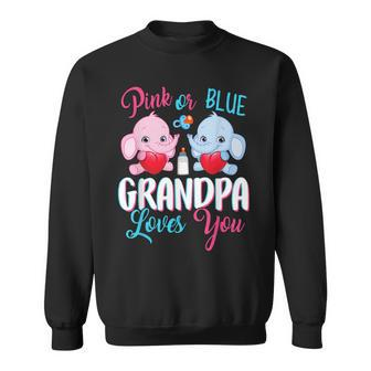 Pink Or Blue Grandpa Loves You Elephantsbaby Gender Sweatshirt | Mazezy