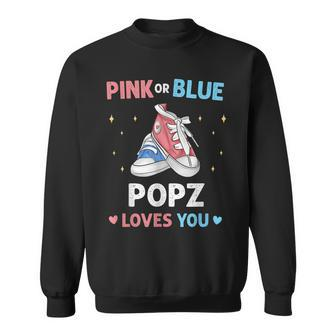 Pink Or Blue Popz Loves You Cute Grandpa Baby Gender Reveal Sweatshirt | Mazezy