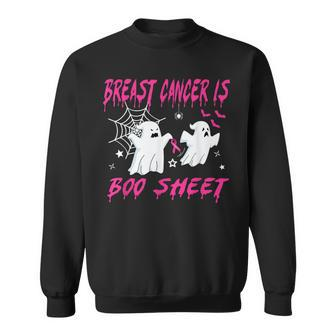 Pink Ribbon Halloween Breast Cancer Warrior Is Boo Sheet Sweatshirt - Monsterry