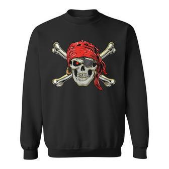 Pirate Costume Skull And Crossbones Jolly Roger Pirate Sweatshirt - Seseable
