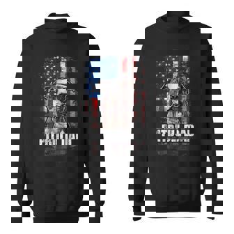 Pitbull Dad Men Proud American Flag Pull Dog Sweatshirt | Mazezy