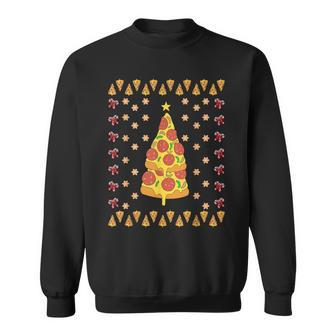 Pizza Tree Ugly Christmas Pajama Party Sweatshirt - Monsterry