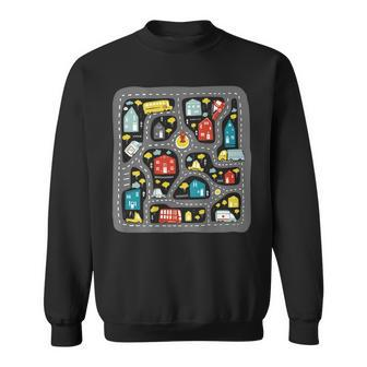 Play Cars On Dad's Back Mat Road Car Race Track Massage Sweatshirt - Monsterry CA