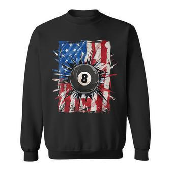 Pool Snooker Billiards Player 8 Ball Usa American Flag Sweatshirt - Thegiftio UK