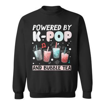 Powered By Kpop And Bubble Tea - Korean - Cute Boba Milk Tea Sweatshirt | Mazezy