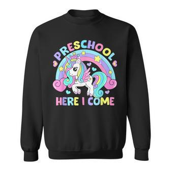 Preschool Here I Come Funny Unicorn Girls Back To School Sweatshirt | Mazezy