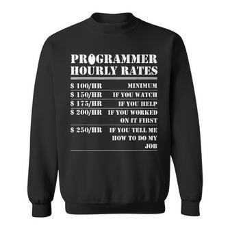 Programmer Hourly Rate Funny It Support Coder Labor Gifts Sweatshirt | Mazezy