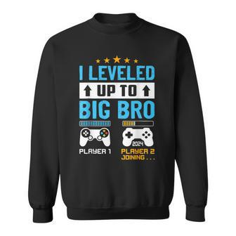 Promoted To Big Bro 2024 Leveled Up To Big Brother Est 2024 Sweatshirt - Thegiftio