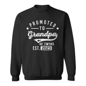 Promoted To Grandpa Of Twins Est 2023 Twin Baby Shower Daddy Sweatshirt - Monsterry