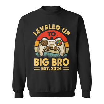 Promoted To Big Bro Est 2024 Leveled Up To Big Brother Sweatshirt - Seseable