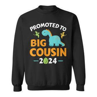Promoted To Big Cousin 2024 With Dinosaur New Baby Shower Sweatshirt | Mazezy