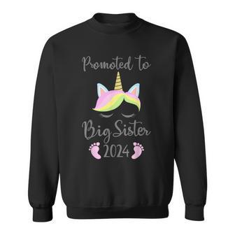 Promoted To Big Sister 2024 With Unicorn For New Baby Shower Sweatshirt - Monsterry