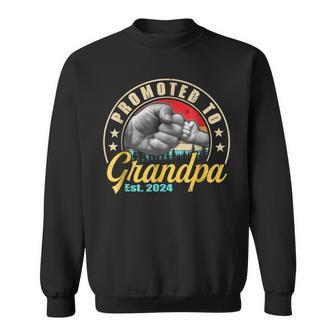 Promoted To Grandpa Est 2024 Men Vintage First Time Grandpa Sweatshirt - Seseable