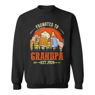 Promoted To Grandpa Est 2024 Retro Fathers Day New Grandpa Sweatshirt - Monsterry UK