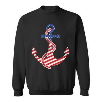 Proud American Flag Anchor Nautical Vintage 4Th Of July Anchor Funny Gifts Sweatshirt | Mazezy