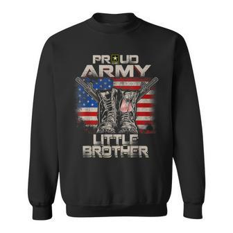 Proud Army Little Brother America Flag Us Military Pride Sweatshirt | Mazezy