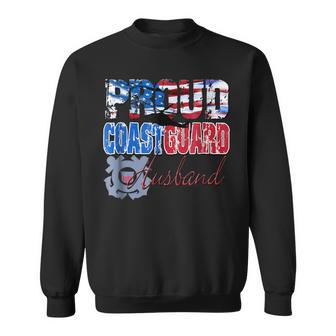 Proud Coast Guard Husband Patriotic Usa Flag Men Patriotic Funny Gifts Sweatshirt | Mazezy