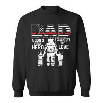 Proud Firefighter Dad Daddy Fireman Dad Father’S Day Men Sweatshirt - Seseable