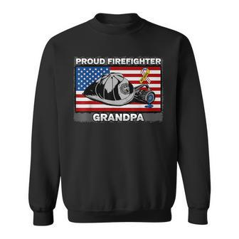 Proud Firefighter Grandpa Firefighting Patriotic Sweatshirt | Mazezy
