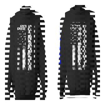 Proud Grandpa American Flag Thin Blue Line Police Support Gift For Mens Sweatshirt | Mazezy