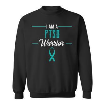 Ptsd Warrior Traumatic Psychological Trauma Teal Ribbon Gift Sweatshirt | Mazezy