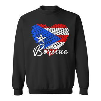 Puerto Rican Hispanic Heritage Boricua Puerto Rico Heart Sweatshirt - Seseable