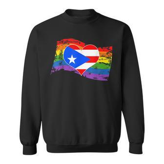 Puerto Rico Rican Gay Pride Flag T Lgbt Distressed Sweatshirt | Mazezy