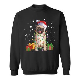 Pug Christmas Tree Lights Santa Dog Xmas Boys Pugmas Sweatshirt - Seseable