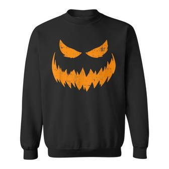 Pumpkin Face Scary Vintage Jack O Lantern Halloween Costume Pumpkin Funny Gifts Sweatshirt | Mazezy