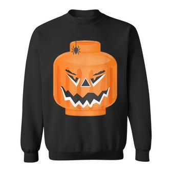 Pumpkin Jack O Lantern Building Brick Head Family Matching Sweatshirt | Mazezy