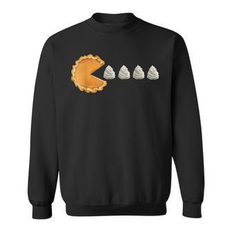 Pumpkin Pie Eating Whip Cream Thanksgiving Video Game Sweatshirt - Seseable