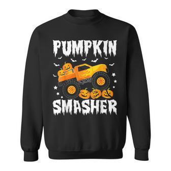 Pumpkin Smasher Halloween Monster Truck Lover Boys Toddler Sweatshirt - Monsterry