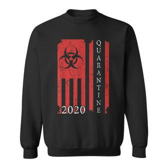 Quarantine 2020 American Flag Bio-Hazard Community Awareness Sweatshirt | Mazezy