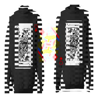 Queen Of Diamonds Playing Card Group Costume Poker Player Sweatshirt | Mazezy