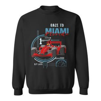 Race To Miami Florida Take A Trip To Miami Car Racing 2023 Florida Gifts & Merchandise Funny Gifts Sweatshirt | Mazezy