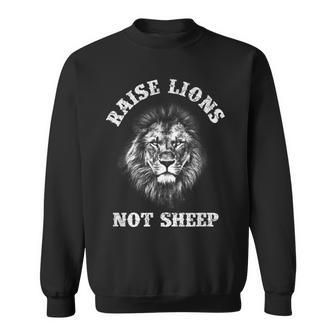 Raise Lions Not Sheep American Patriot Mens Patriotic Lion Sweatshirt | Mazezy