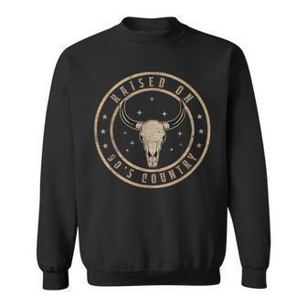 Raised On 90S Country Vintage Bull Skull Western Country Sweatshirt | Mazezy